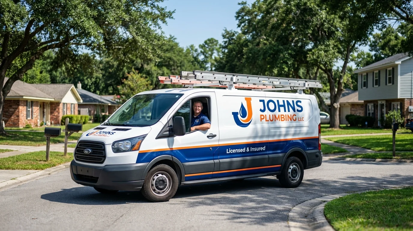 Johns Plumbing LLC service van in Lake Placid, FL