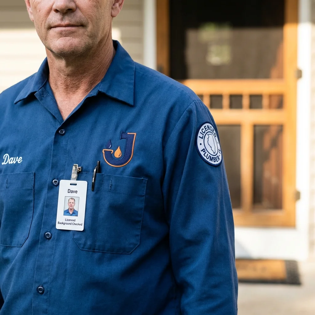 Licensed plumber showing ID badge in Lake Placid, FL