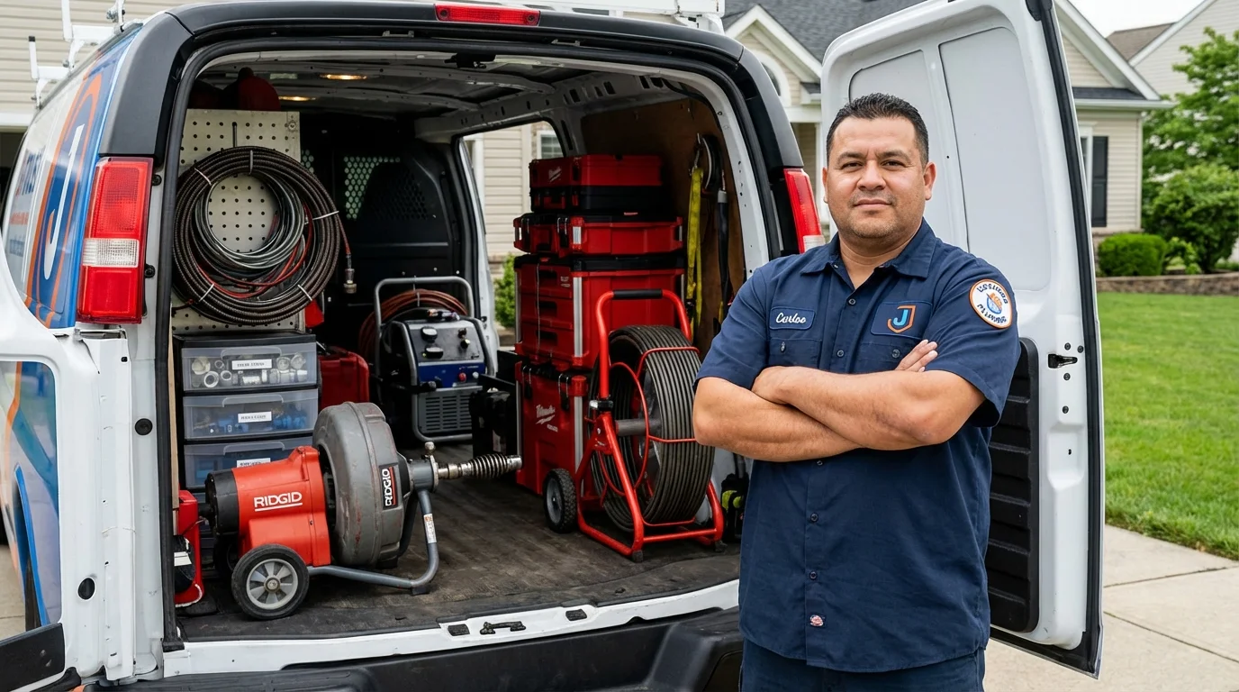 Professional drain cleaning equipment and Johns Plumbing LLC plumber in Lake Placid