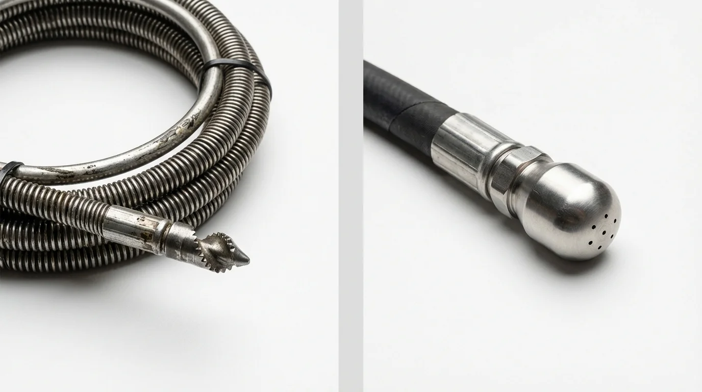 Drain snake cable and hydro jetting nozzle used for drain cleaning in Lake Placid, FL
