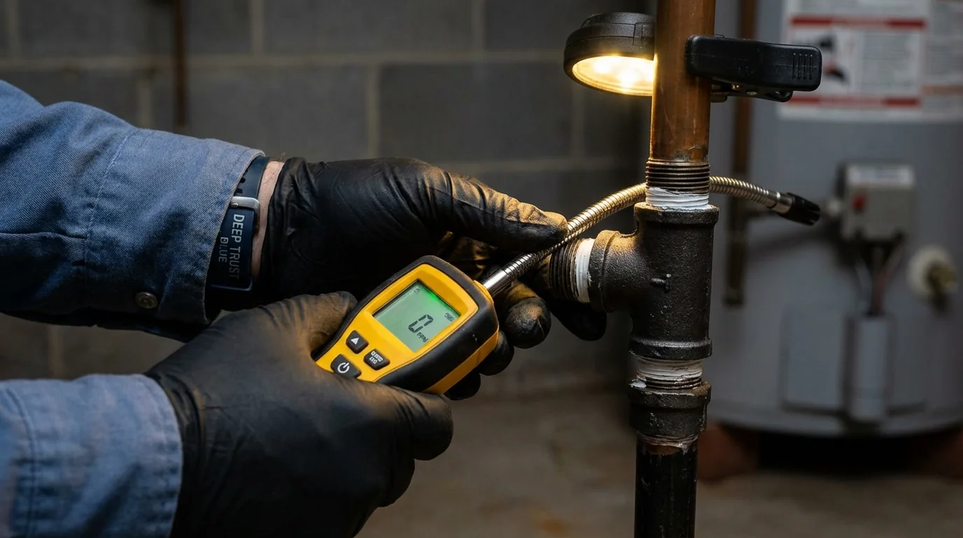 Gas leak detection with electronic sniffer by Johns Plumbing LLC in Lake Placid