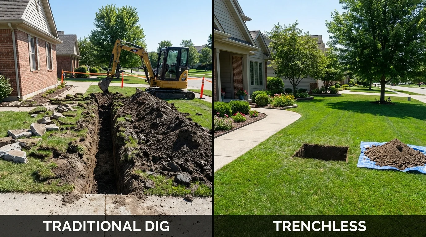 Trenchless sewer repair with minimal yard damage versus traditional excavation in Lake Placid, FL